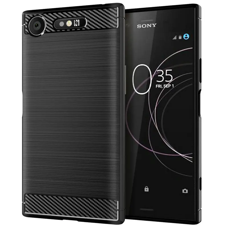 Для sony Xperia XZ1 чехол Силиконовый прочный армированный из углеродного волокна