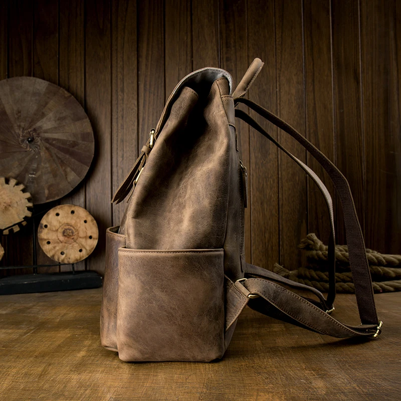 Вместительный рюкзак из натуральной кожи для мужчин и женщин функциональные