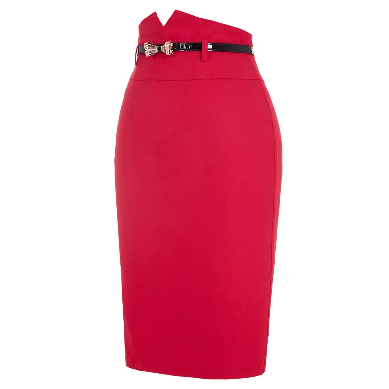Высокая Талия Женщины Юбка Карандаш Faldas 2016 Мода ПР Slim Fit Bodycon Бизнес Износ Ремня