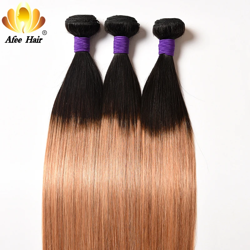 Али Afee волос предварительно цветной пучок пакет Remy волосы #1b/27 бразильские Прямые