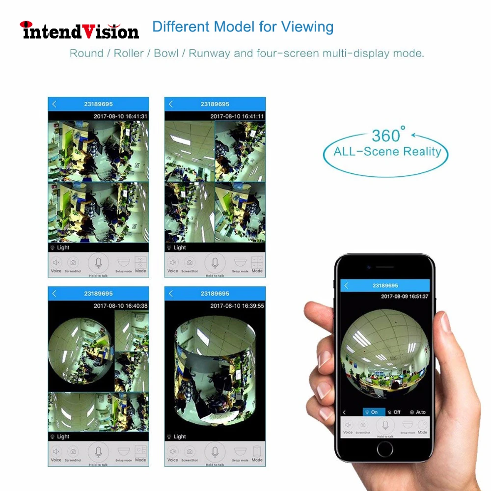 Intendvision 960P P2P ONVIF лампочка мини камера 360 градусов панорамная двухсторонняя аудио
