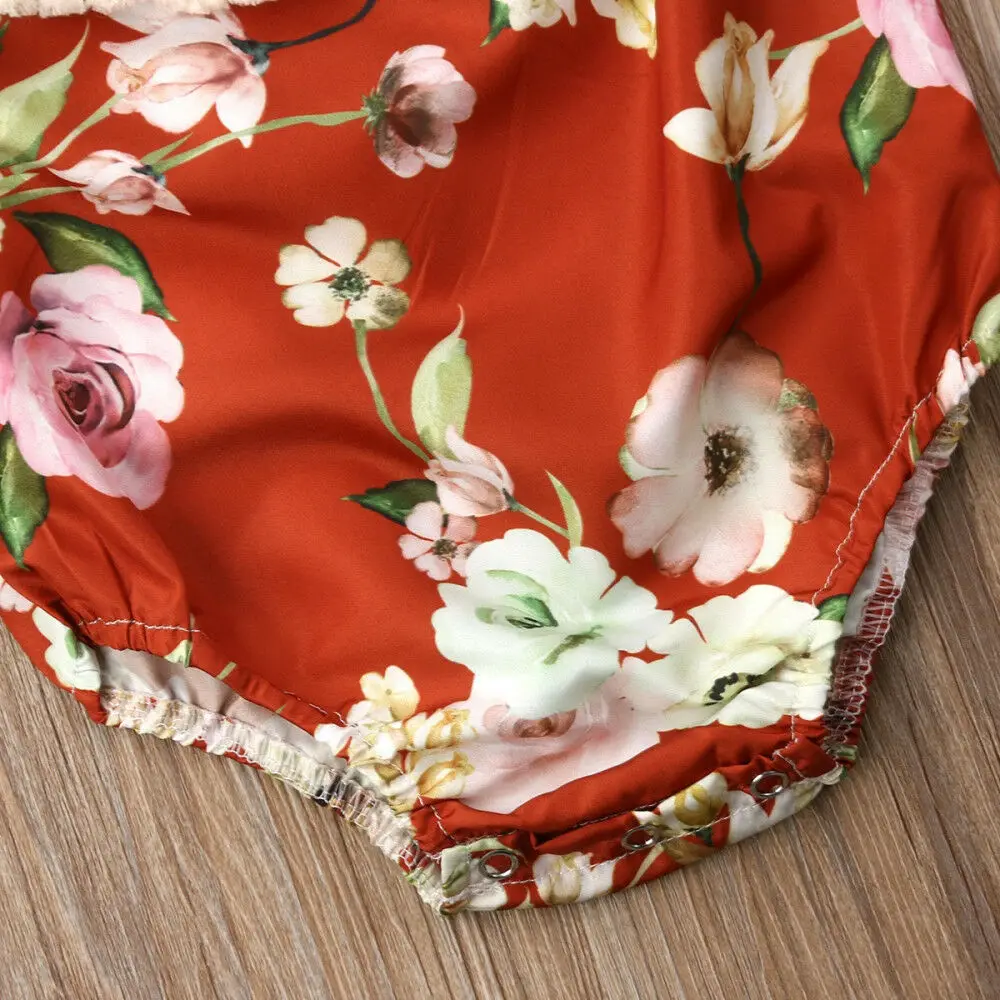 Новый Детский комбинезон для маленьких девочек летняя одежда с цветочным