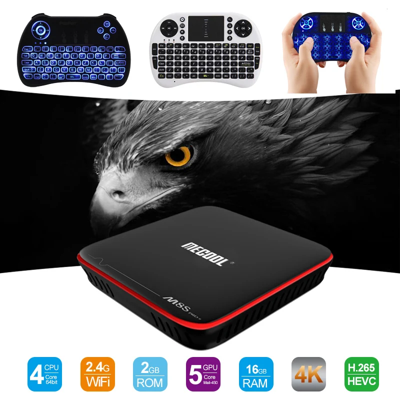 ТВ приставка MECOOL M8S PRO W Android 7 1 Amlogic S905W 2G RAM 16G ROM CPU Mali 450 поддержка 2 4 ггц WiFi 4K H.265