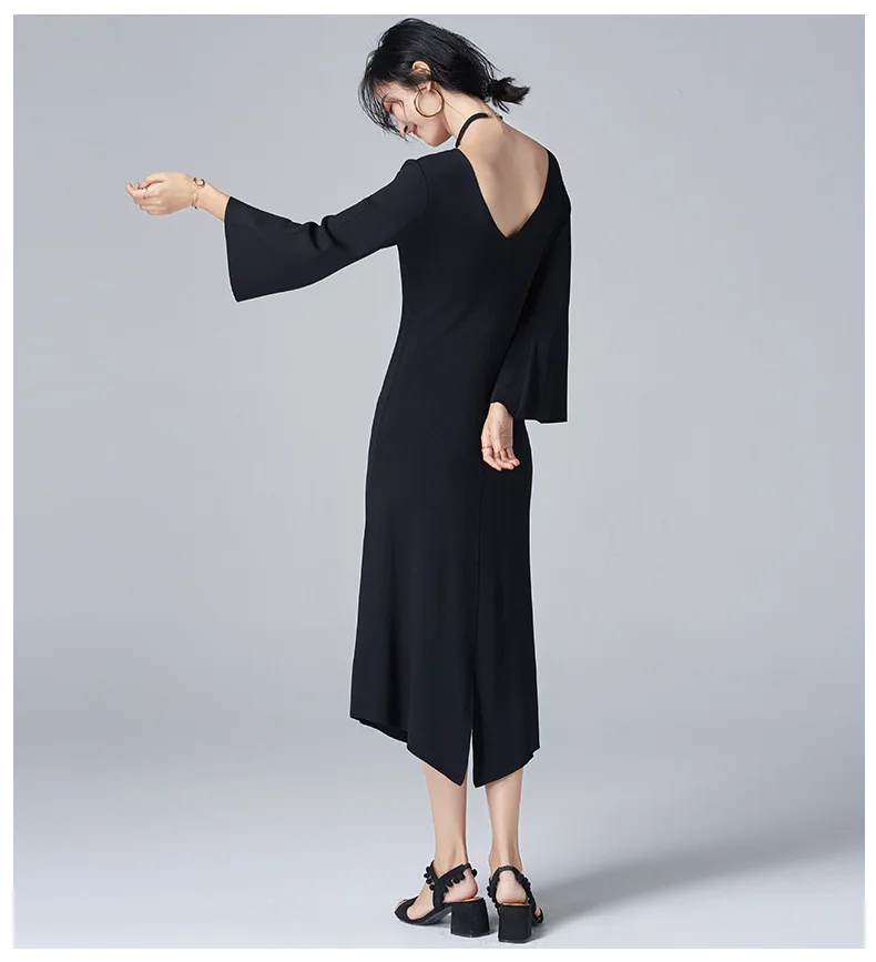 Cakucool вязаное платье Для женщин Весна v образным вырезом пикантные Vestido Корея