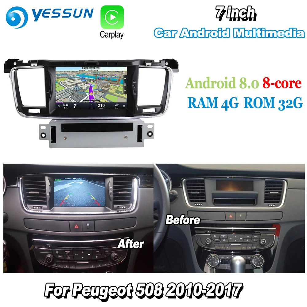 YESSUN для peugeot 508 2010~ автомобиль Android Carplay gps Navi карты навигации CD DVD плеер Радио стерео Мультимедиа BT HD экран