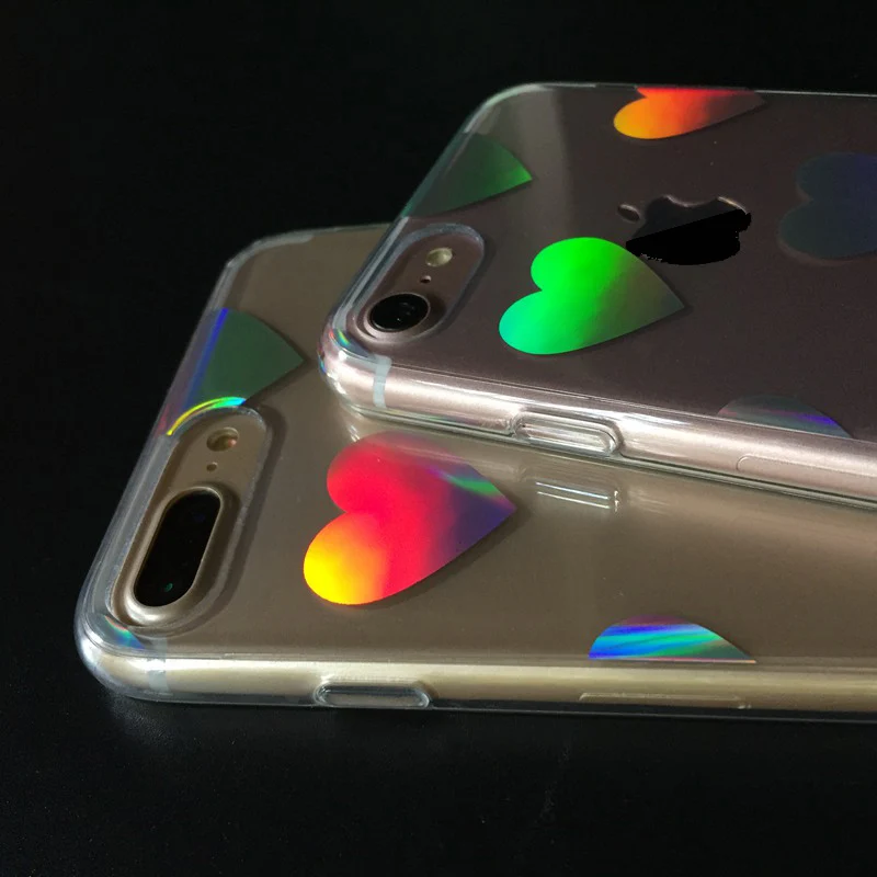 Kerzzil Luxury Laser Lovely Heart Transparent Clear Case for iPhone7 7plus LOVE Capa iPhone 6 6s Plus PC Hard Cases | Мобильные