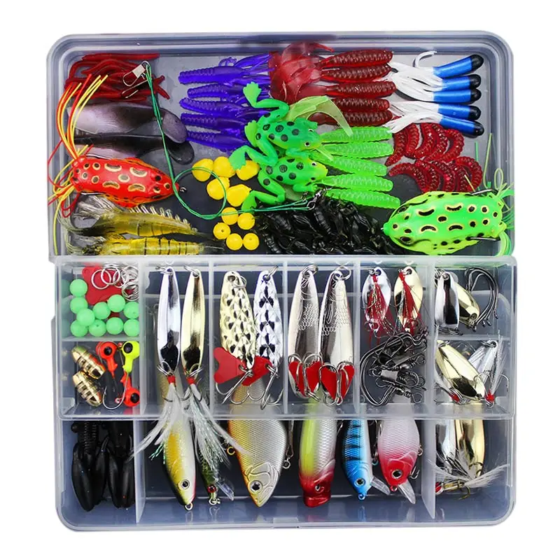 

142Pcs/box Fishing Lure Set Mixed Minnow Popper Spinner Spoon Lure Sets with Hook Isca Artificial Bait Fish Lures Kit Pesca S4