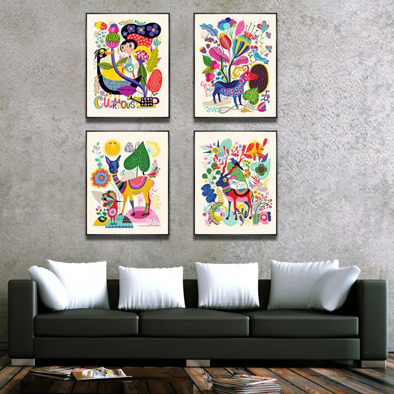 

YongHe Nordic style Abstract Decorative Painting Customizable Sizes Spray Painting wall deco Frameless Colorful Grbumm Mud Horse