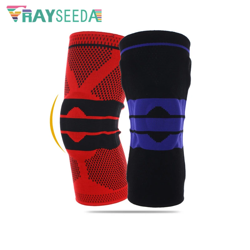 

Rayseeda Sports Safety Knee Pads With Silicon Rubber Pads Double Spring Support Knee Protector For Cycling Basketball Football