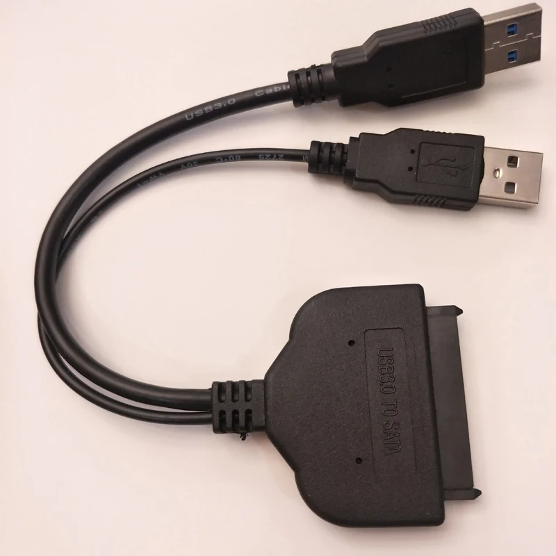 Двойной USB 3 0 для SATA 7 + 15 22Pin Кабель адаптер с поддержкой питания 2 5 дюймов внешний