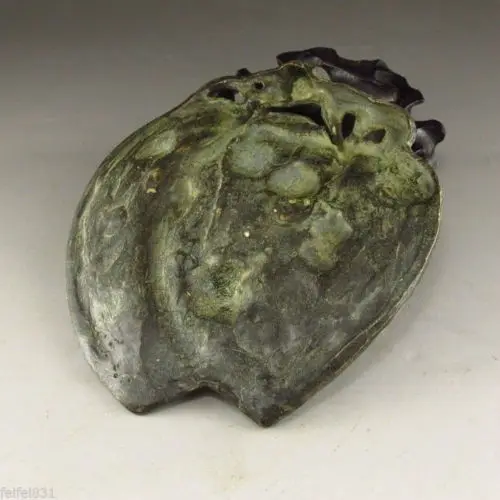 Изысканная коллекция китайский Винтаж резной листья и лягушки Статуэтка