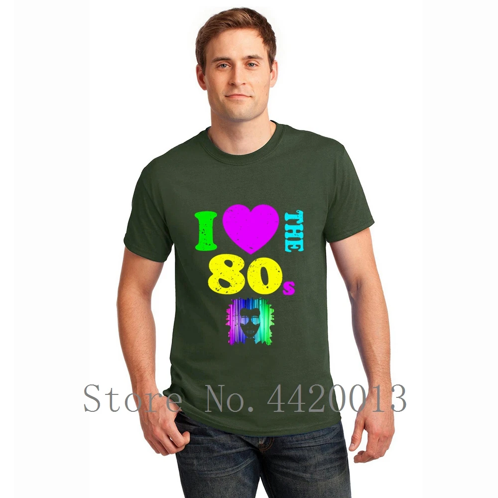 personalized tee shirt Crew Neck i love the 80sneon punk rocker glowing Original Spring Autumn Novelty Pop Top Tee t men Мужская