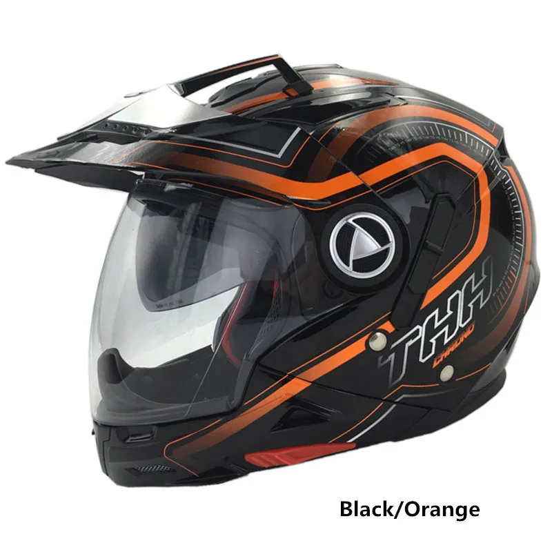 Многофункциональный мотоциклетный шлем THH TS45 с двойными линзами для KTM оранжевый