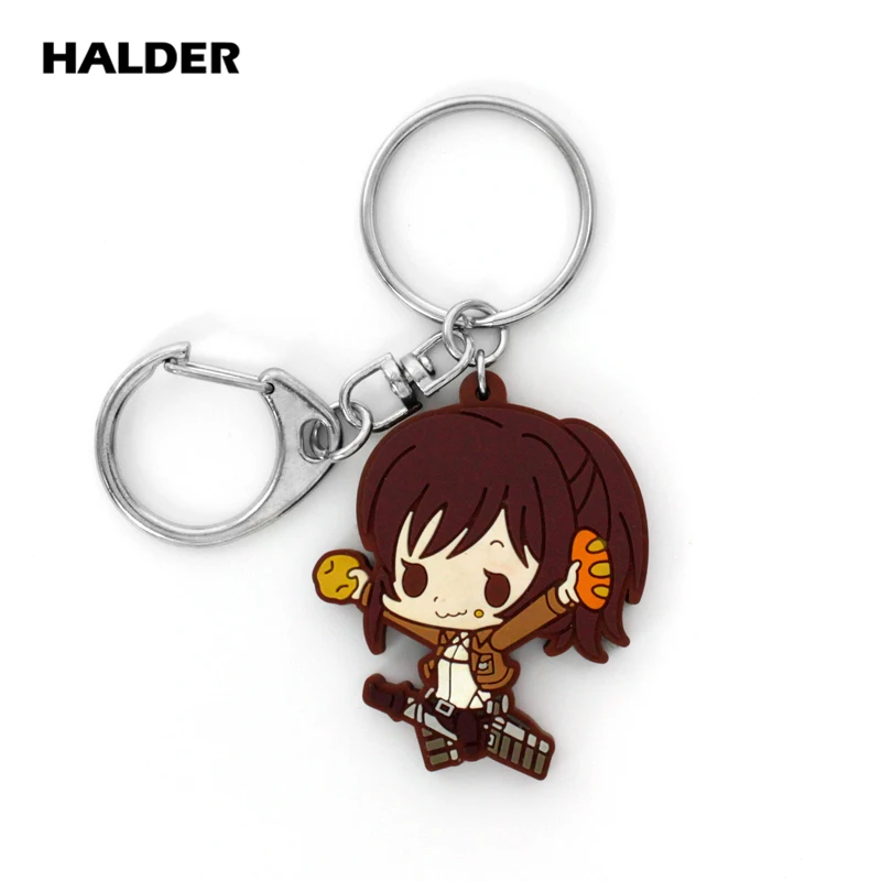 Halder аниме Атака Титанов Eren Mikasa Саша блузка Hange Zoe фигурные Подвески мягкие ПВХ Брелоки держатель ключей автомобильные брелоки на сумку