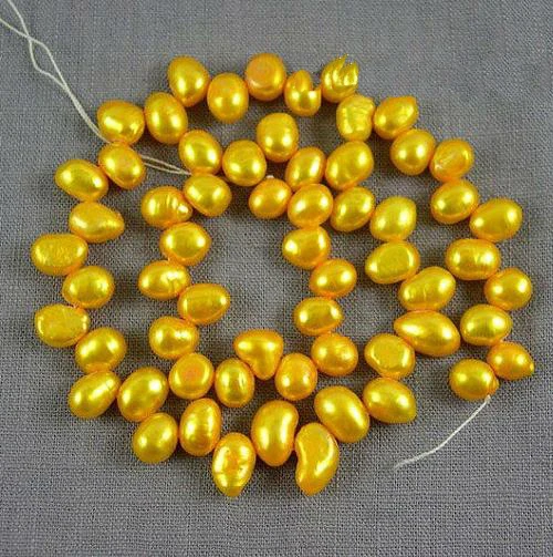 

Unique Pearls jewellery Store Gold Yellow Corn Potato Top Drilled Dancing Freshwater Pearl Loose Beads One Full Strand YLC1-21