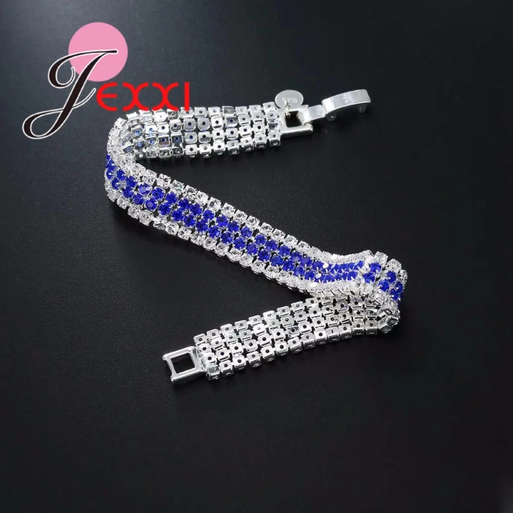 5 Colors Luxury 925 Sterling Silver Bracelets For Women AAA Cubic Zircon Charm Bracelet Bangles Wedding Party Jewelry | Украшения и