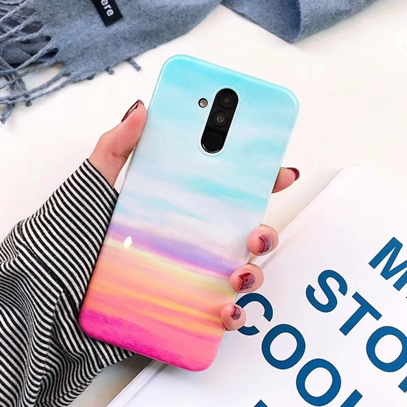 OLLIVAN Новый мраморный ТПУ чехол для huawei mate 20 Lite P20 Pro Чехол Радужный камень Мягкий