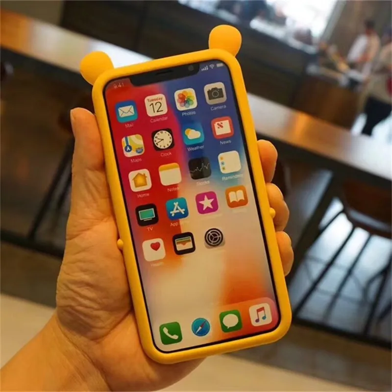 3D Cartoon Winnie Bear Soft Silicone Case For iphone X Xs 7 8 6 6s Plus Lovely Anti knock Rubber Phone Cover Coque |