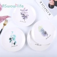 ceramic creative plate green plant fruit plate home dish plate cutlery set for home kitchen supplies