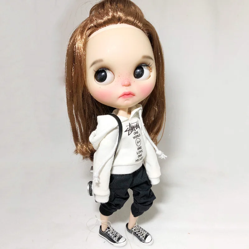 Крутая Одежда для кукол Blyth с принтом белая шапка толстовка футболка blyth Jeans azone s