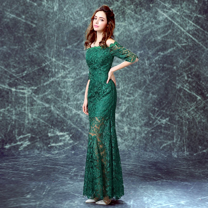 

Green Lace Mermaid Mother of the Bride Dresses for Off Shoulder Weddings Evening Groom Godmother Dresses