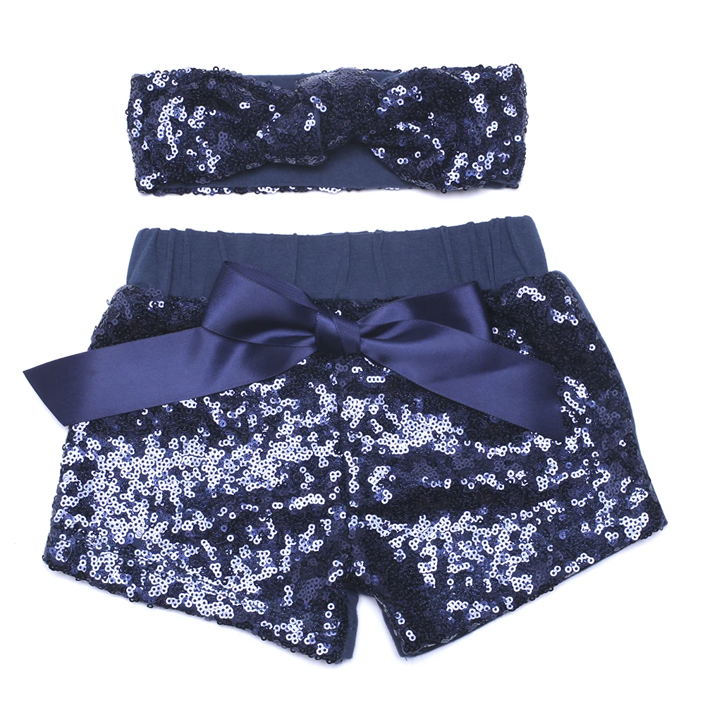 Персиковые шорты блестящие с пайетками для маленьких девочек и перскивая