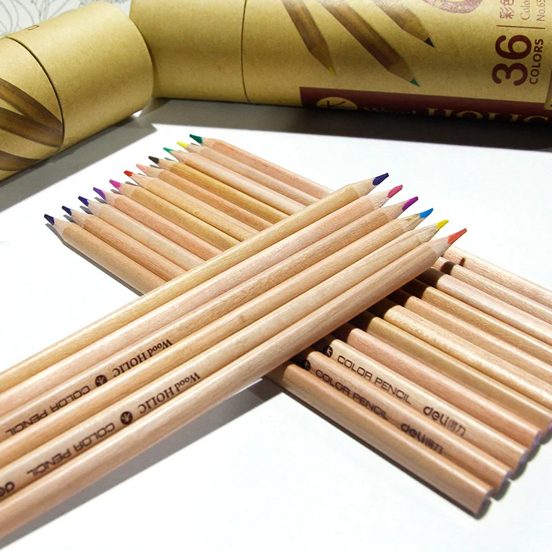 Deli Water Color Pencil Set 12/24/36/48 Colors Soluble Pencil For Drawing Painting Paper Box Art School Supplies images - 6