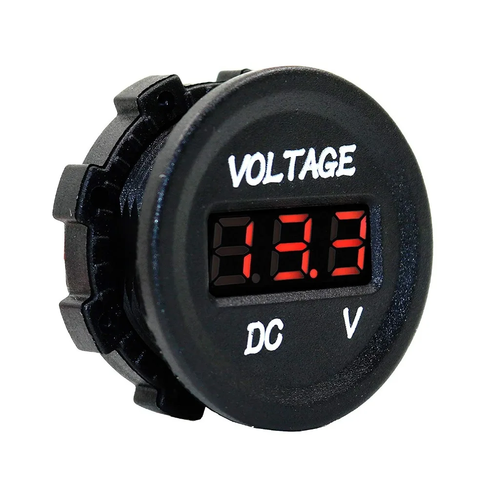 

MOTOPOWER DC 12V LED Digital Round Panel Display Voltmeter Waterproof for Marine Vehicle Motorcycle Truck ATV UTV Car -RED