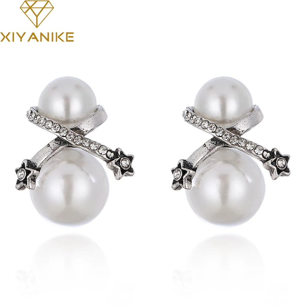 

XIYANIKE Vintage Imitation Peals Zircon Earring Non Pierced Earrings For Women Gilr Bohemia Style Earring Indian Jewelry E1206