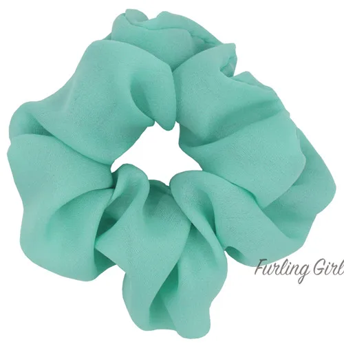 Mint Green Пушистая девочка 1 шт. одноцветные шифоновые резинки для волос, резинки для волос, шифона, женские аксессуары для волос, галстуки для волос для девочки - Цвет: Mint Green