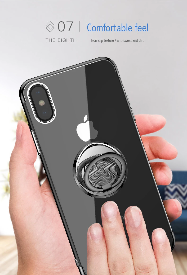 Роскошные магнитные кольца Чехлы для телефона с покрытием для iPhone 7 8 6 6S Plus Чехол прозрачный ТПУ противоударный чехол для iPhone 11 Pro XS MAX XR X