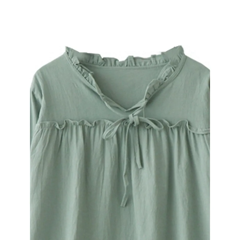 Белая блузка рубашка Женская Осень 2018 винтажный стильный топ с расклешенными