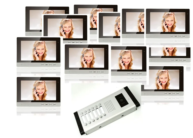 New Arrival 10 inch TFT Color Wired Digital One to Twelve Video Door Phone Waterproof Smart Home Video Intercom System D144b