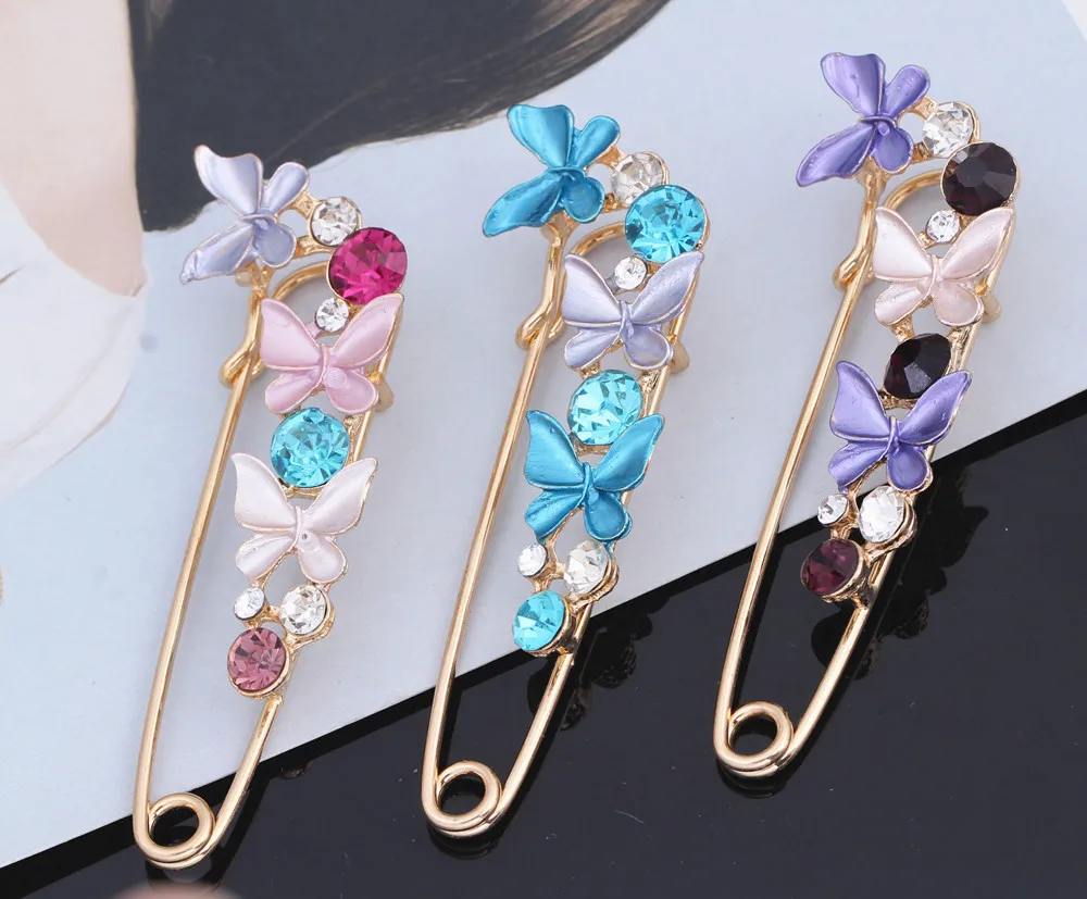 

WNGMNGL 2018 New Charm Rhinestone Butterfly Brooches Hair clip for Women Suit Scarf Brooch Pin Animal Jewelry Accessories Gift