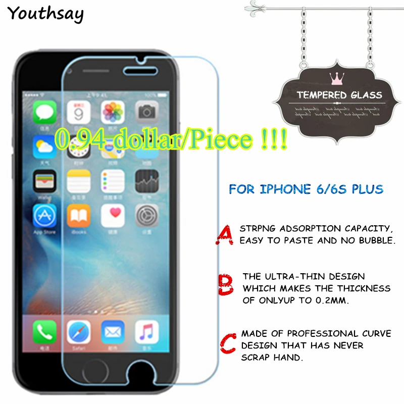 Protector de pantalla para iPhone 6s Plus, cristal templado para Apple iPhone 6s Plus, Youthsay-0