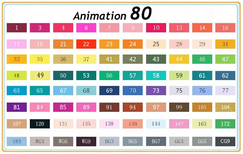 Animation 80 TouchFive 30/40/60/80/168маркеры для рисования ручка на спиртовой основе двустороннего искусства Рисунок манга Альтернатива COPIC - Цвет: Animation 80