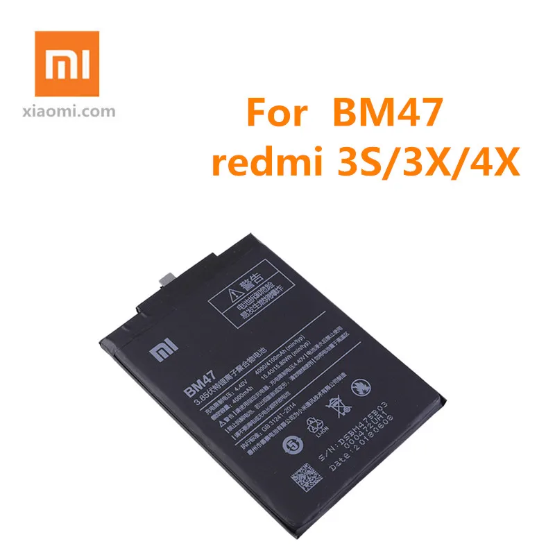 Оригинальный аккумулятор BM47 для телефона Redmi 3 3S 3X 4X pro S Xiao Mi запасная батарея