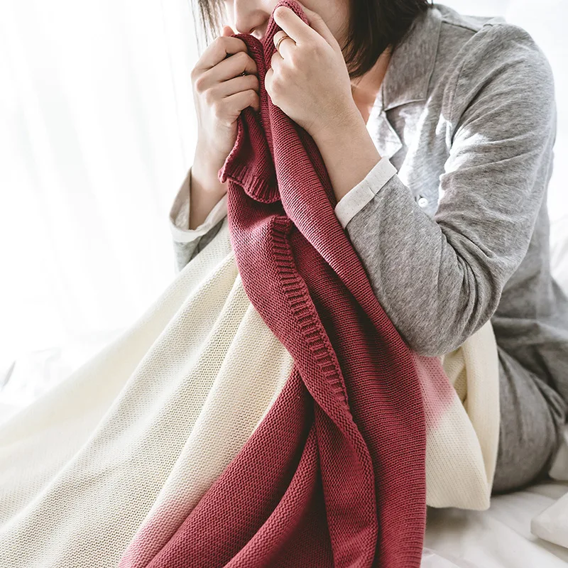 Безвредное для кожи хлопковое окрашенное покрывало с градиентом домашнее одеяло