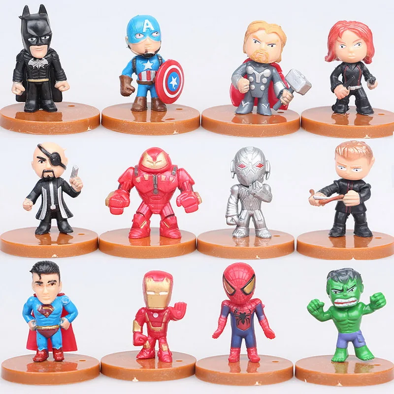 Мода Мстители 3 Человек паук миниатюрные фигурки Marvel ПВХ 12 шт./лот детские игрушки