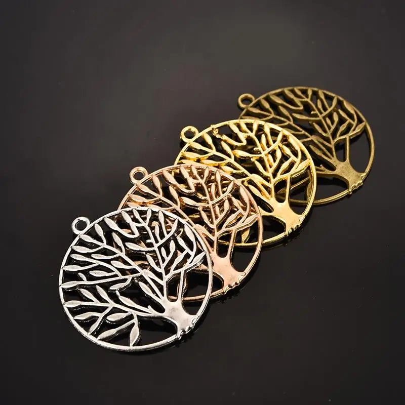 5 шт. сплав круглое пустое Дерево жизни подвеска ожерелье розовое золото серебро
