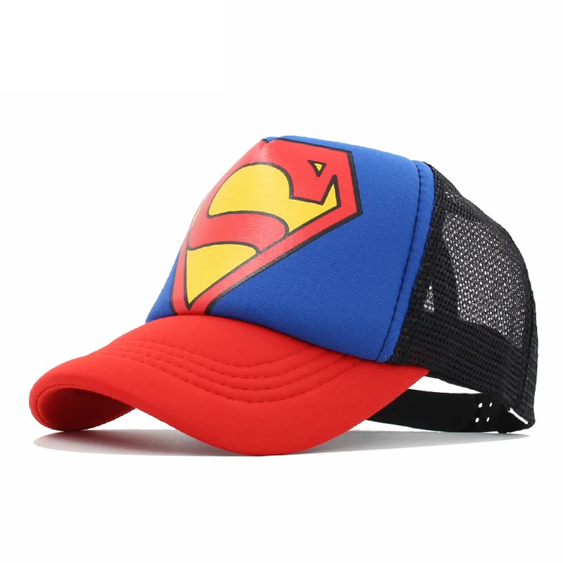 Бейсбольная кепка для детей мальчиков Супермен супергерой Snapback сетчатая шляпа лето Хип Хоп Регулируемый головной убор аксессуары для улицы
