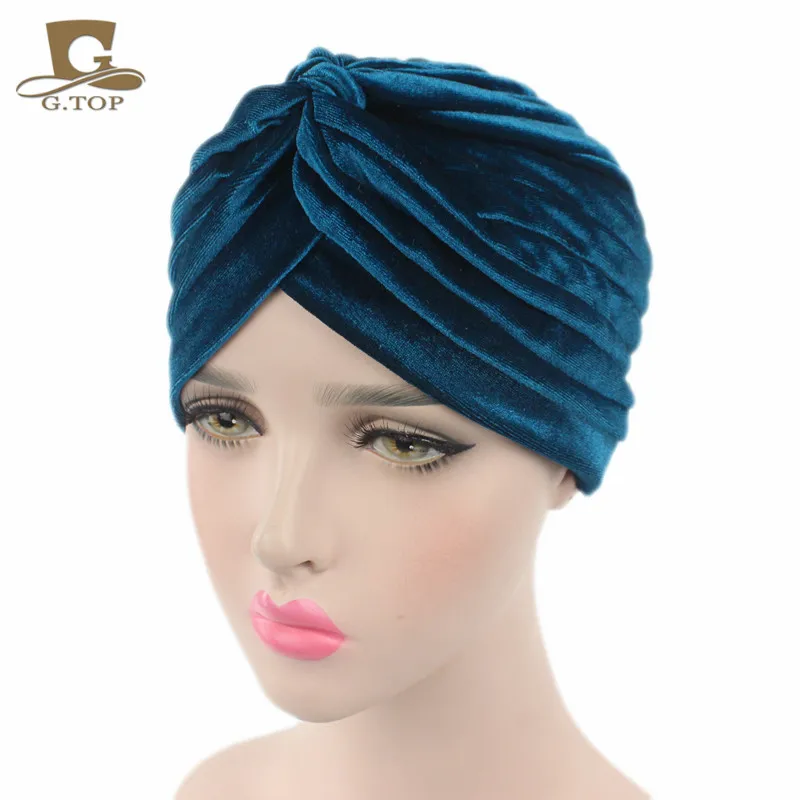 Новый роскошный мягкий бархатный тюрбан велюровый чехол для волос шапка хиджаб 16