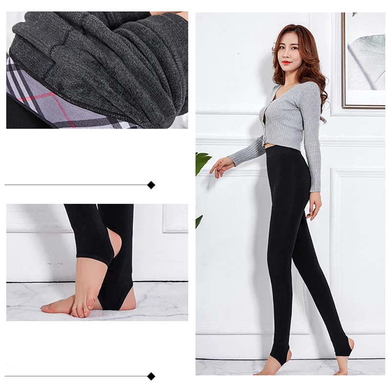 

1 Pieces New Women's High Waist Elasticity Quality Velvet Pants Warm Leggings Slim Women leggins Black Plue Size Winter leggings