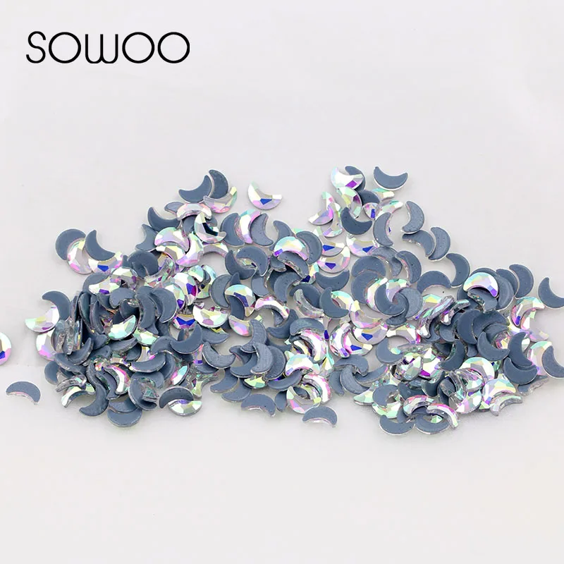 Стразы радужного цвета в форме Луны кристаллы AB высокого качества стразы для