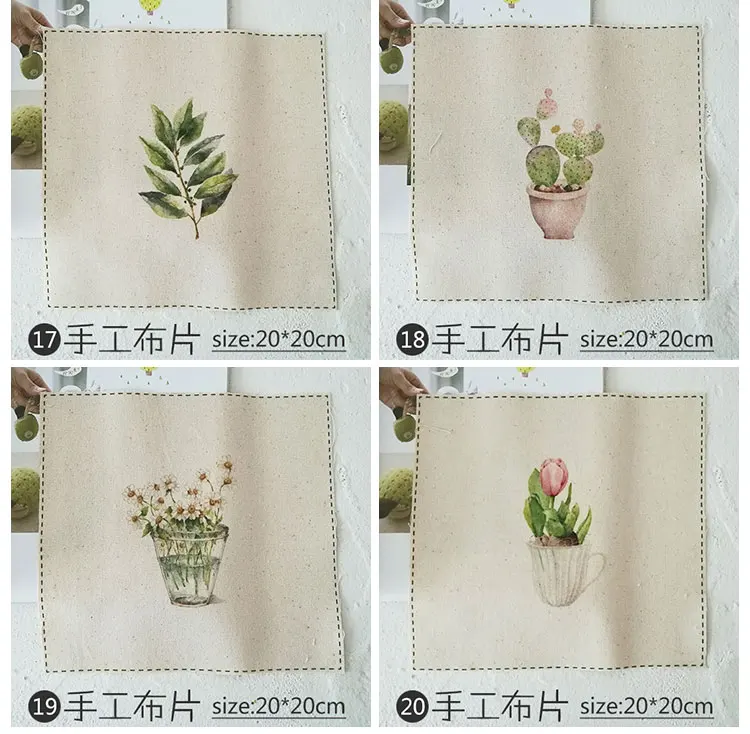 Ткань для цифровой печати Ручная Покраска в виде листьев 20*20 см из хлопка и льна