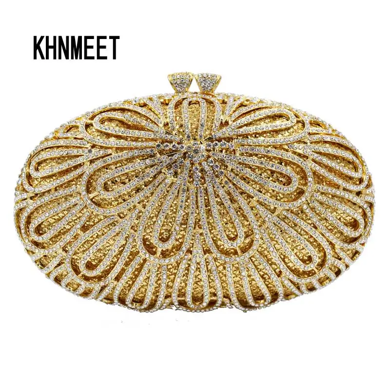 Gold Silver Fashion Deluxe rhinestone Crystal Clutch Purse banquet Bag Women Green Evening bag pochette SC640 | Багаж и сумки