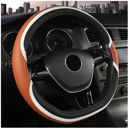 Brown HuiER чехол рулевого колеса автомобиля D форма для VW Golf 6 Golf 7 для hyundai Ioniq для Citroen C3-XR C4 sega C4L Elysee - Название цвета: Brown