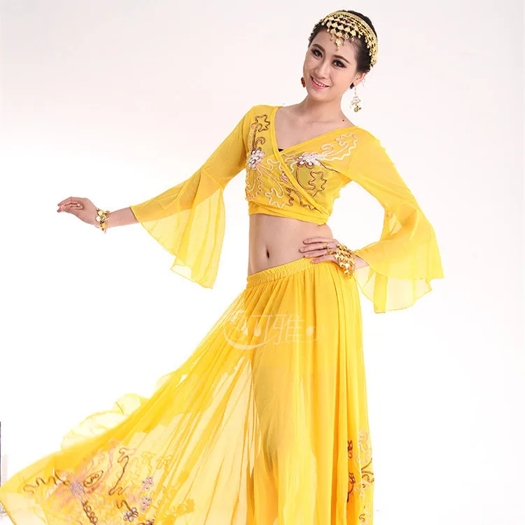 Костюм для танца живота с длинным рукавом и юбкой комплект тренировок 2019 |