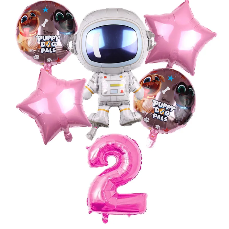 pink 2 6 шт. космический корабль Звездные войны воздушные шары набор BB-8 робот фольги воздушный шар щенок собаки Pals детский 32 дюймов номер День рождения украшения - Цвет: pink 2
