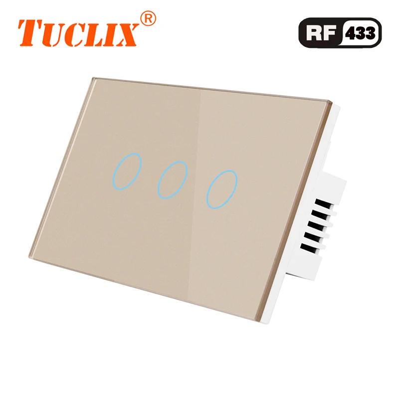 TUCLIX US стандартный пульт дистанционного управления 3 комплекта 1 способ, RF433 умный настенный выключатель, беспроводной пульт дистанционного управления Сенсорный светильник